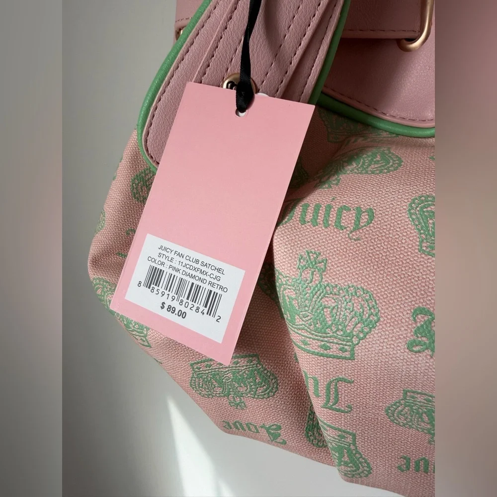 Juicy Couture Pink and Green crown satchel bag